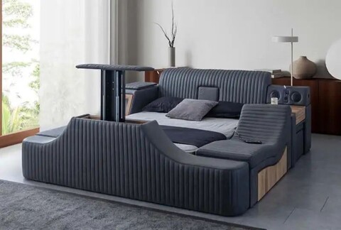 Pat dublu, Hanah Home, Sunshine Smart, 250x100x290 cm, Frame: 70% HORNBEAM/30% MELAMINE COATED CHIPBOARD, Negru