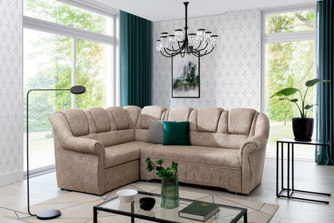 Coltar extensibil stanga 3 locuri ELTAP, LII-041, Lord II, 243x195x112 cm, lemn/poliester, maro deschis