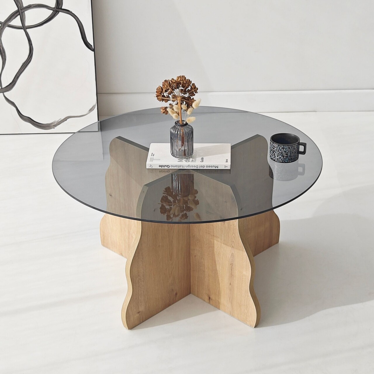 Masuta de cafea, Hanah Home, Butterfly, 75x40x75 cm, Stejar Safir / Fume - view 2