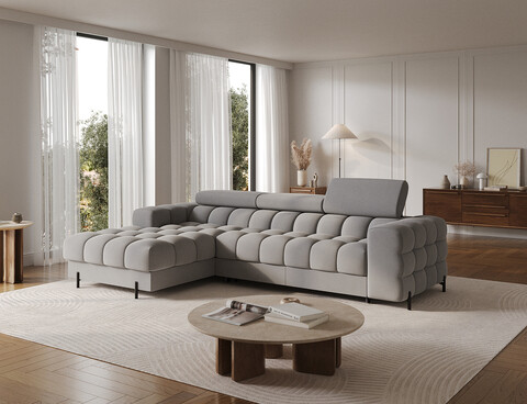 Coltar extensibil dreapta 3 locuri ELTAP, LT-04SO, Felro, 285x181x93 cm, lemn/poliester, gri inchis