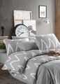 Lenjerie de pat dubla, Olivia - Grey, Eponj Home, 65% bumbac/35% poliester
