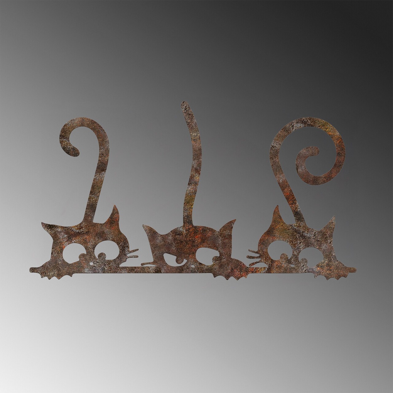 Decoratiune de perete, Rusty Cats 1, Dimensiune: 33 x 60 cm, Maro antichizat - view 6
