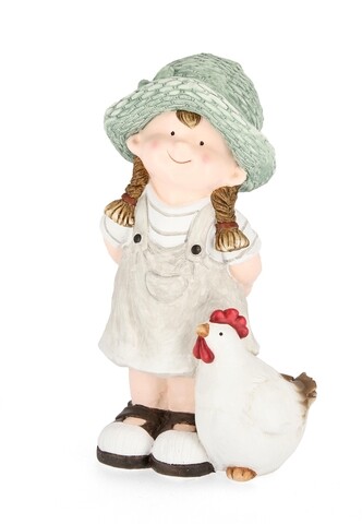 Decoratiune de gradina girl boy w-duc, bizzotto, 24.3 x 16.5 x 44.3 cm, magneziu
