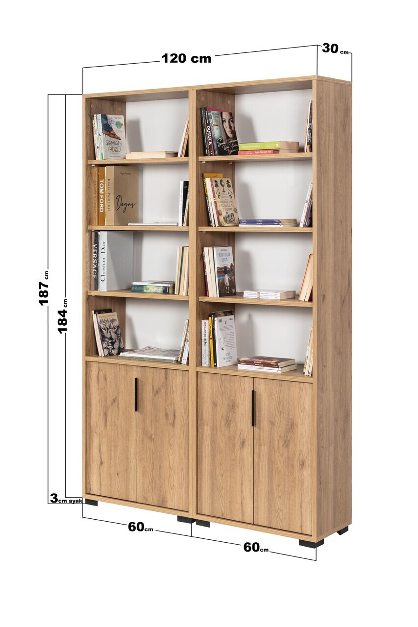Corp biblioteca, Hanah Home, Evm 8205, 120x187x30 cm, PAL, Maro — imaginea 5