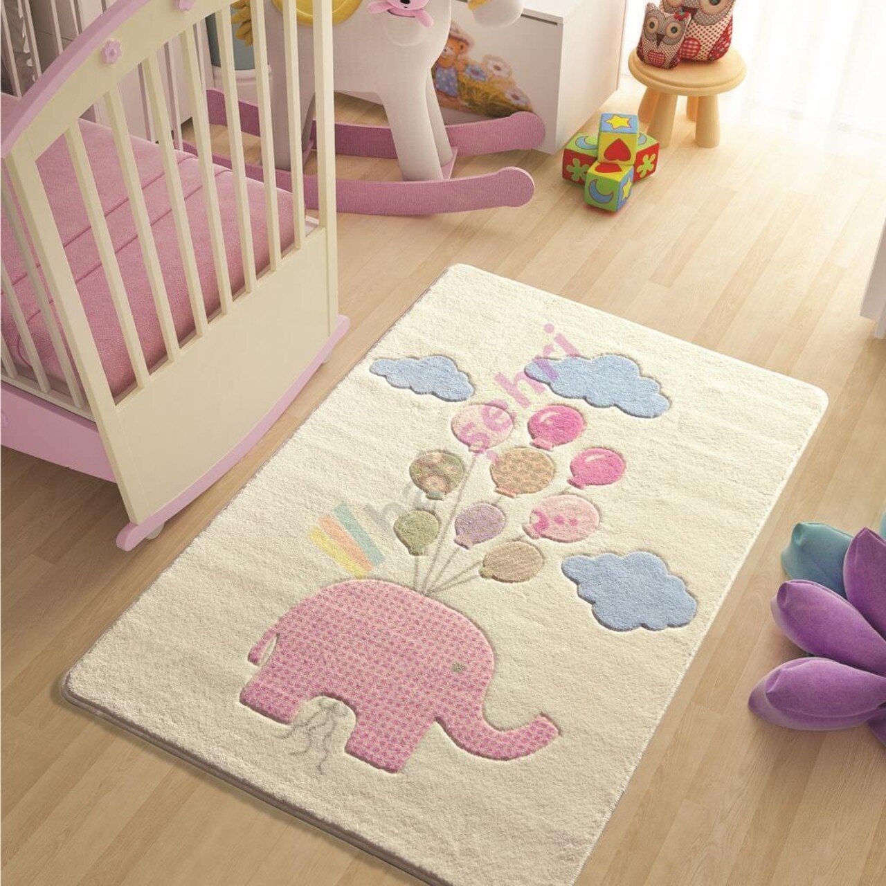 Covor Sweet Elephant - Pink Confetti 100x150 cm poliamida multicolor