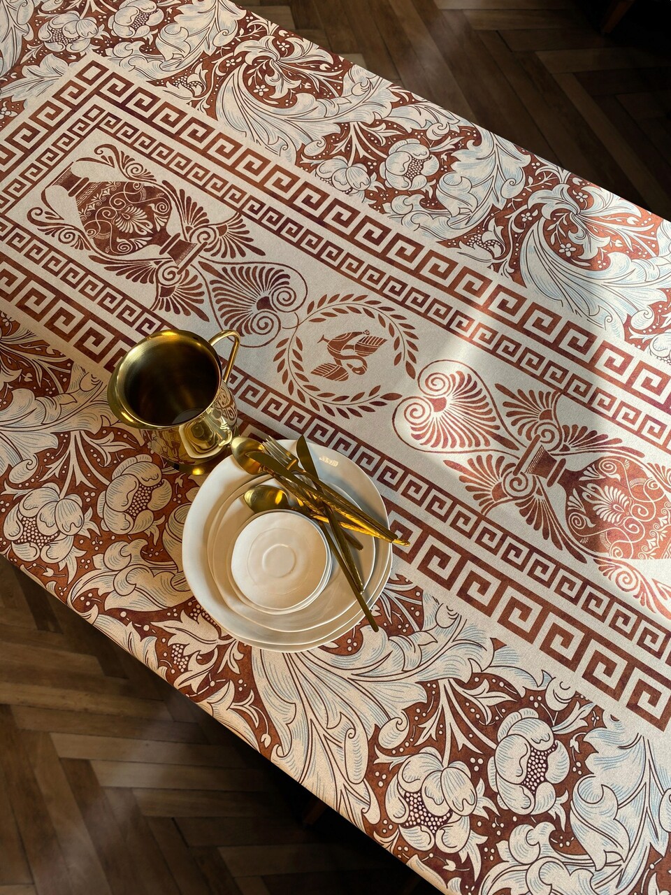 Fata de masa, SX - Kitchen, 626SRT1124, Poliester , Dimensiune: 135 x 200 cm (1 bucată), Tigla Roșu/Alb - 1 | YEO