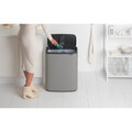 Cos de gunoi cu soft touch, Brabantia, Bo Touch Mineral, 60 L, 31.2x54.5x65.6 cm, otel, gri