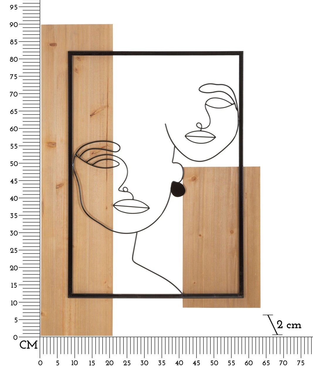 Decoratiune de perete Faces, Mauro Ferretti, 63x90 cm, fier/MDF, negru/maro - 1 | YEO