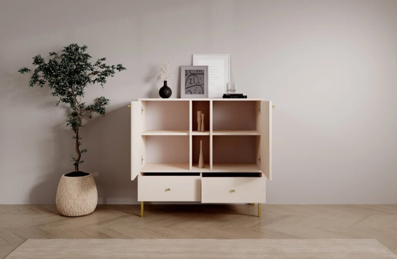 Comoda ADRK, Tili 2D 2S 2P, 100.2x40.8x95 cm, PAL laminat, bej — imaginea 6