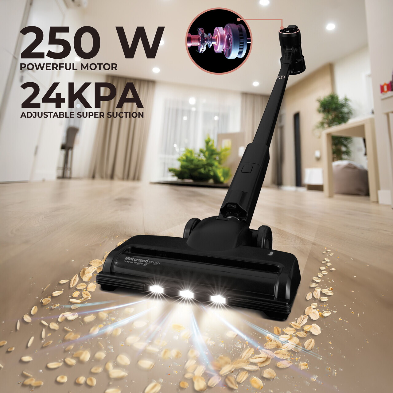 Aspirator vertical Fashion TV, Matte Black-Rose Gold, 250 W, 3 viteze, negru - imagine 13