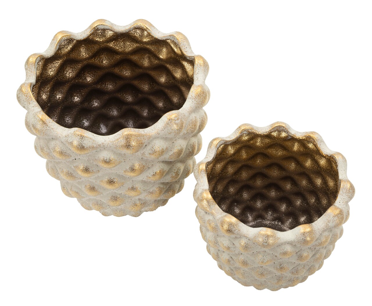 Set 2 ghivece, Mauro Ferretti, Pepipas, 23x18 cm, ceramica, gri/auriu - view 5