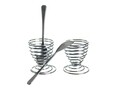 Set 2 suporturi pentru oua si 2 lingurite, Excelsa, 6x11 cm, inox