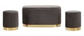 Set bancheta si 2 taburete Shopy, Mauro Ferretti, 80x37x42 cm, 29x35 cm, fier/MDf/poliester, gri/auriu