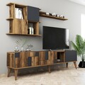 Comoda TV cu 2 rafturi, Hommy Craft, Madrid, pal melaminat, antracit