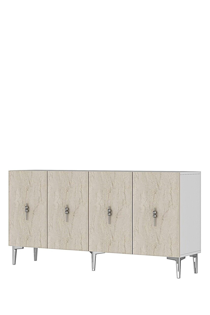 Consola, Hanah Home, Salkım 150, 125x75x32 cm, White / Travertine / Silver — imaginea 4