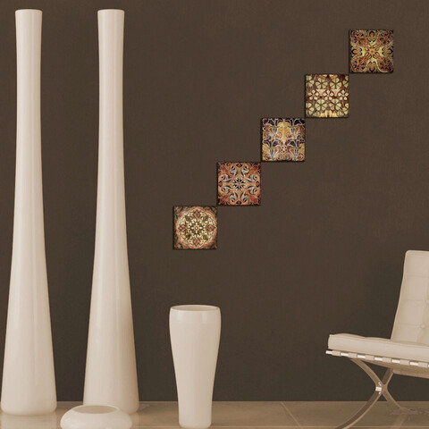 Set 5 tablouri decorative, utb31, mdf , imprimat uv, maro / verde / roșu / albastru