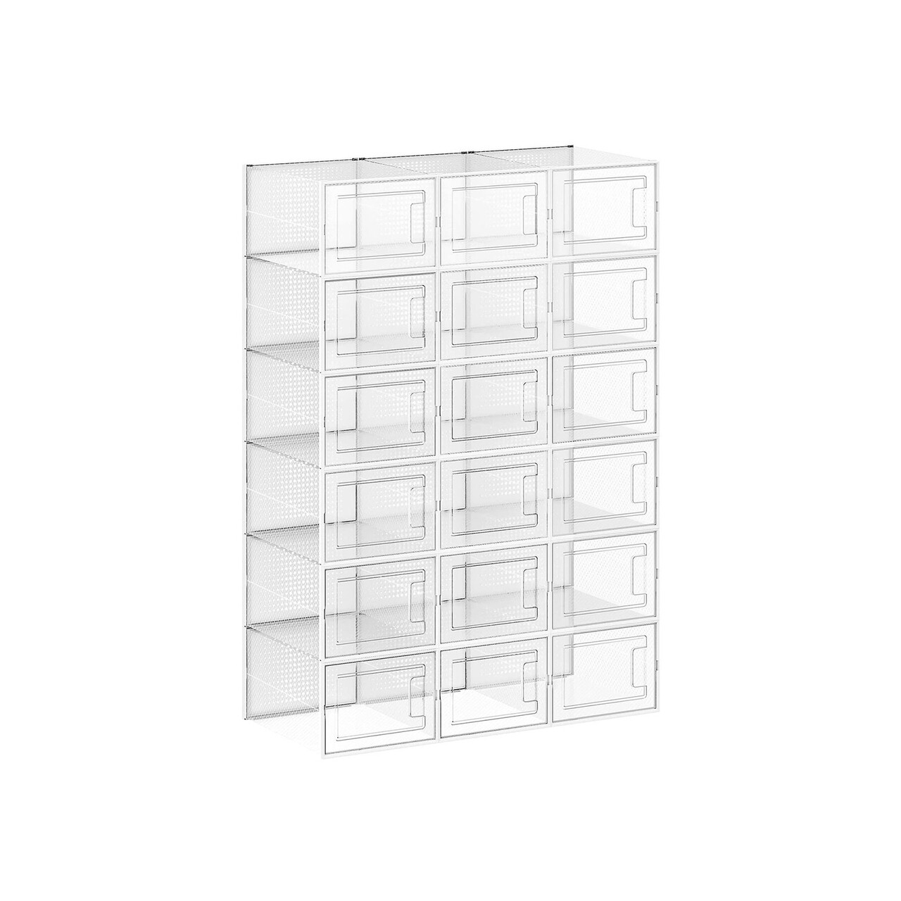 Set 18 cutii de pantofi, Songmics, 35x25x18.5 cm, polipropilena, transparent/alb - view 9