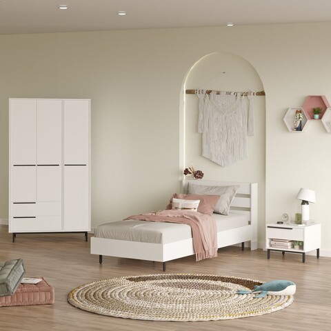 Set dormitor pentru copii, Locelso, ON23-W, Alb