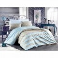 Lenjerie de pat dubla, Jeunesse Bleu Bedora, 6 piese, 240x240 cm, 100% bumbac ranforce