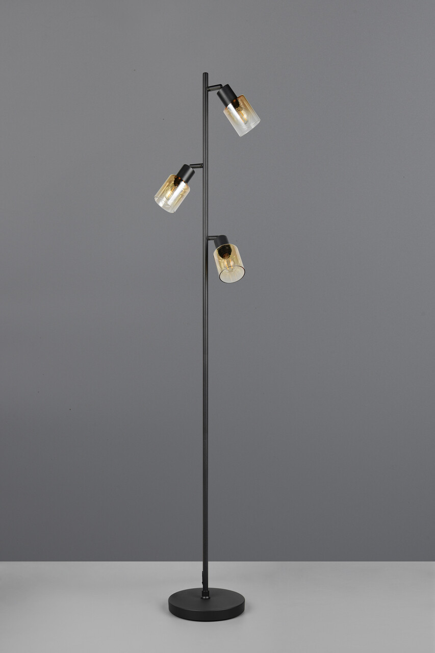 Lampadar Cadiz, RL, 23x154 cm, 10W, 3x E14, metal, negru mat/transparent