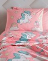 Cuvertura pique Single, Unicornio - Pink, EnLora Home, Bumbac