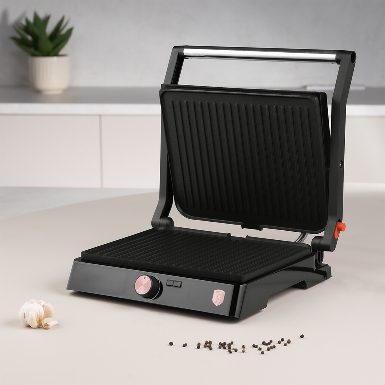 Gratar electric Berlinger Haus, Black Rose, 2200W, 29x23 cm, negru/argintiu - imagine 2