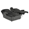 Coltar sezlong stanga, consola inclusa, 1 recliner, Jersey, L.260 l.183/103 H.105, stofa, gri