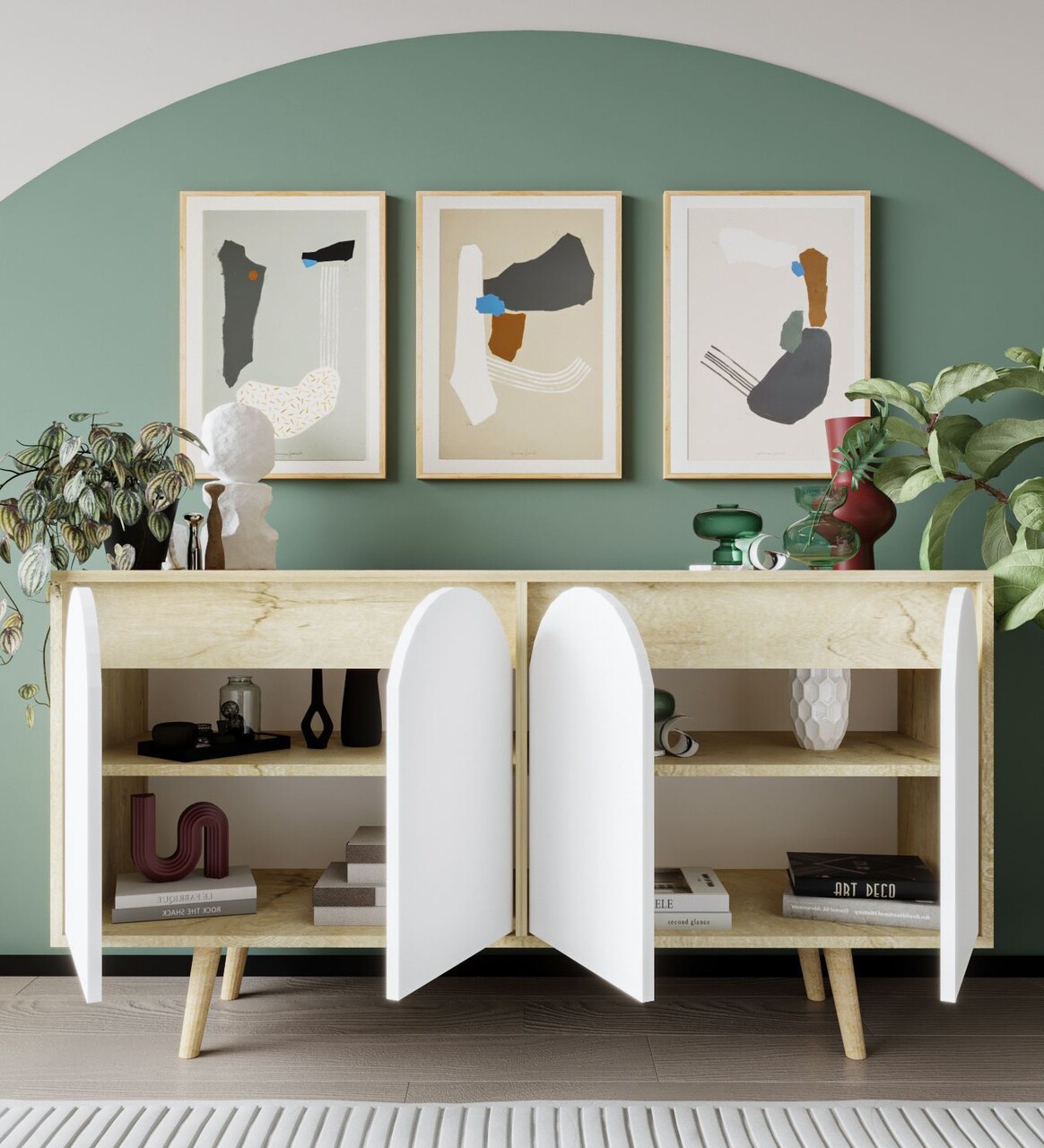 Consola, Hanah Home, Venezia 150, 150x80x45 cm, PAL, Stejar Safir / Alb - view 3