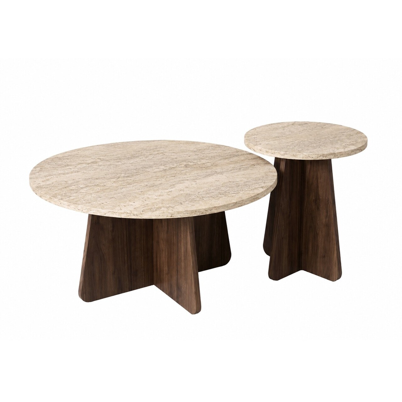 Set masute de cafea, Hanah Home, Penti, Travertin / Nuc — imaginea 4