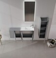 Dulap de baie cu chiuvetă, Hanah Home, Ferla 110, Gri Mat