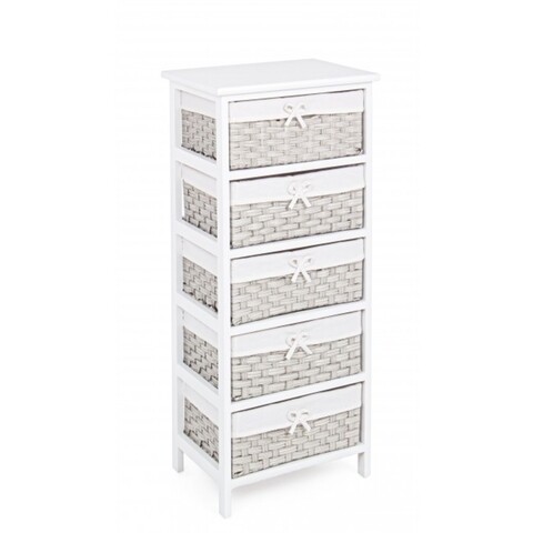 Comoda cu 5 cosuri, Livigno, Bizzotto, 40x29x90 cm, lemn de paulownia/policoton 40x29x90