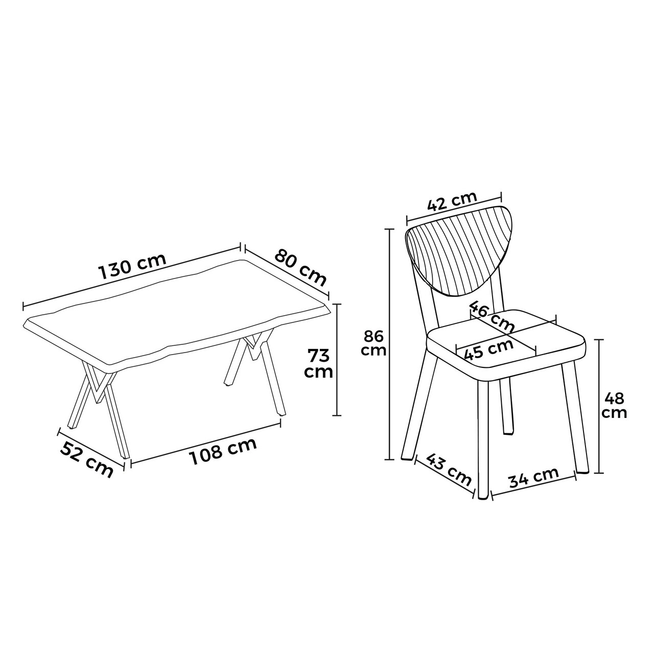 Set masă și scaune (5 bucăți), Hanah Home, Akort, Travertin / Negru - view 3
