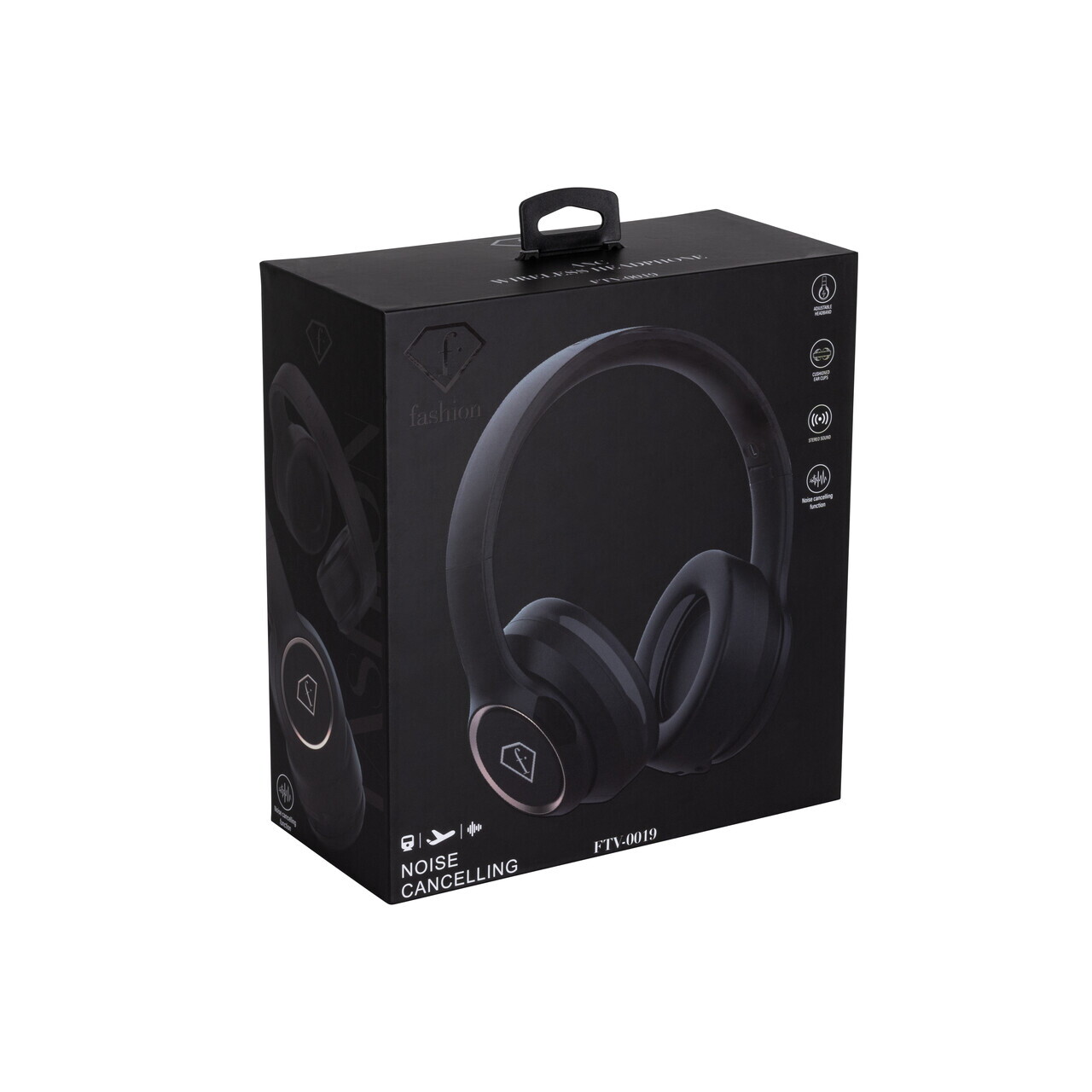 Casti wireless ANC Fashion TV, Matte Black-Rose Gold, 17x18.5x8 cm, negru - imagine 15