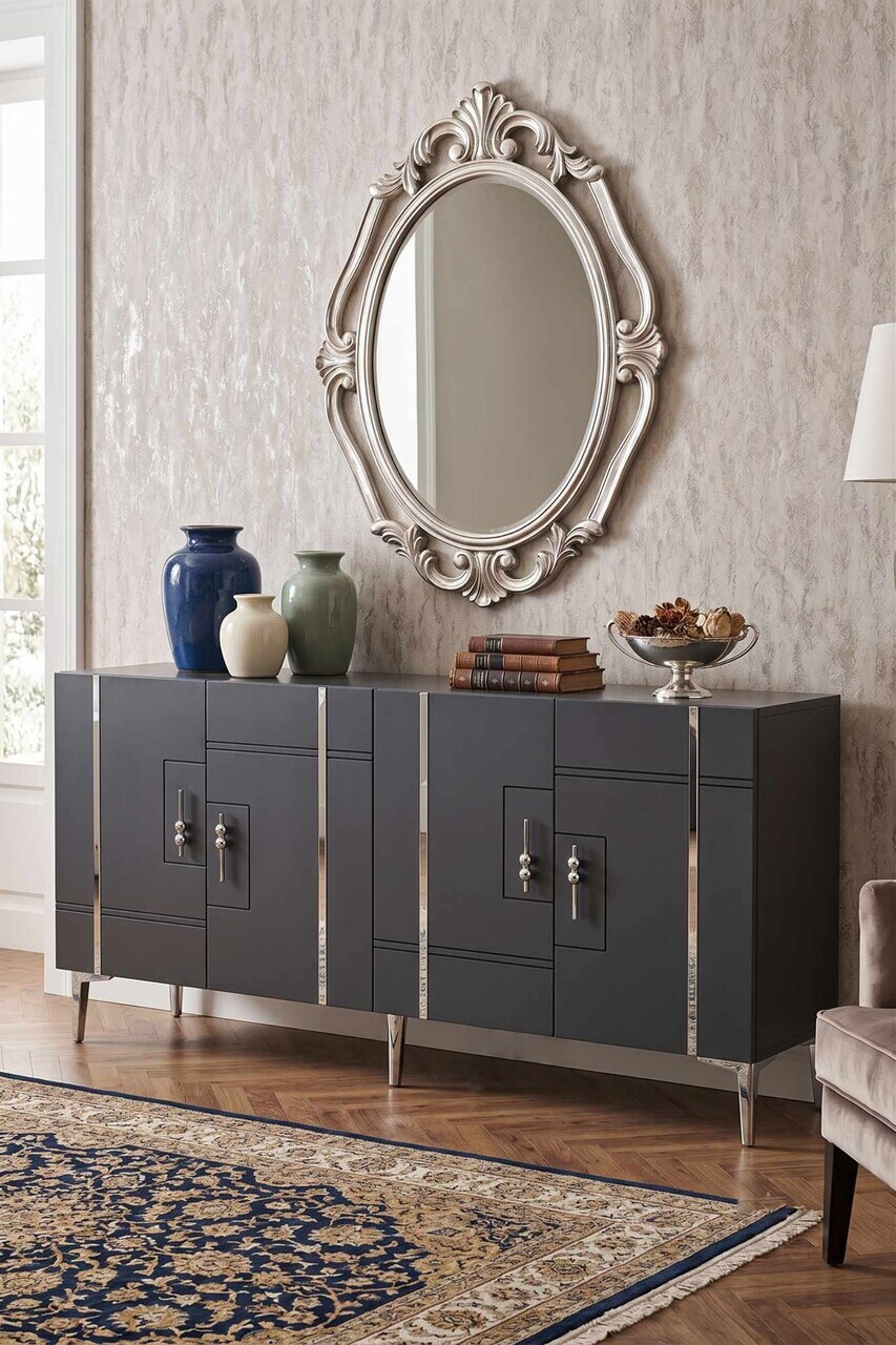 Consola, Hanah Home, Ilay 150, 150x75x32 cm, Antracit / Argintiu — imaginea 3