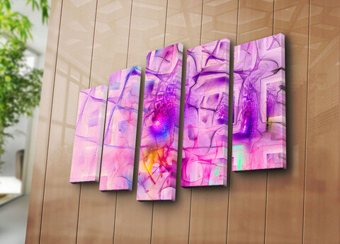 Set 5 tablouri decorative, 5PATK-222, Canvas, 19 x 70 cm, Multicolor Canvart
