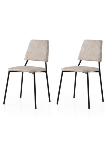 Set scaune 2 piese, Nmobb, Lıma, Negru / Ecru