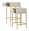 Set 2 masute inalte Wedding, Mauro Ferretti, 45x90 cm, lemn de pin/MDF/metal, crem/auriu