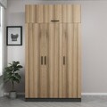Dulap pentru haine, Minerva, Minar 235, 135x235x52 cm, PAL, Dore / Antracit