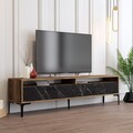 Comoda TV, Hommy Craft, Istanbul 2, 180x35x47 cm, PAL, Nuc / Marmură Neagră