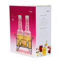 Set 2 dozatoare pentru bauturi cu suport Lomi, Homla, 2x2.3 L, sticla/metal, transparent/negru