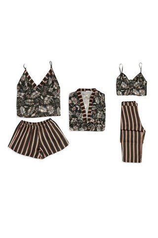 Set pijamale dama, 637BNC1263 – XL, Benicia, Viscoza, Negru / Roșu / Bej Benicia
