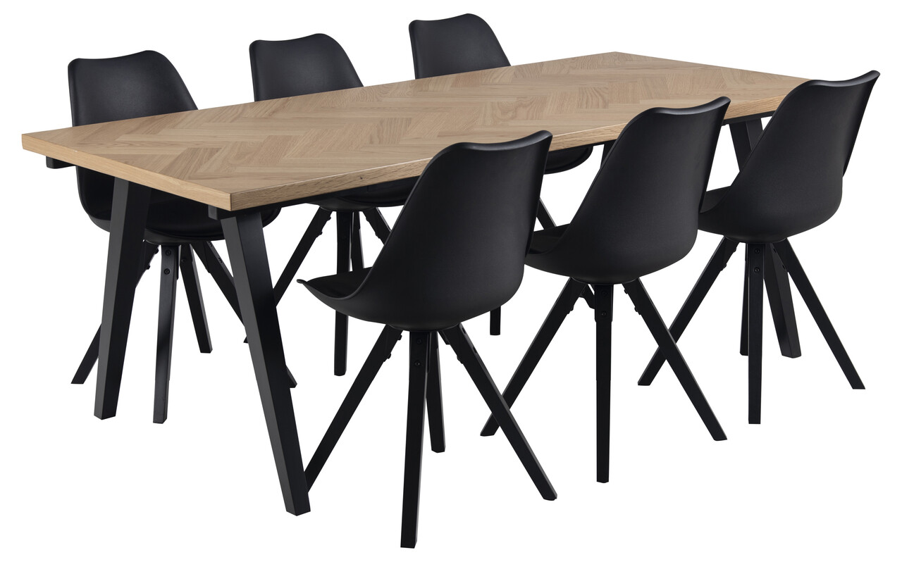 Scaun Dima, Actona, 48.5x55x85 cm, piele ecologica/lemn de cauciuc, negru - view 5