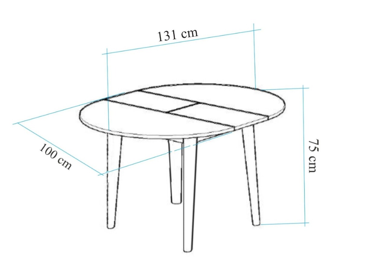 Masa extensibila, Hanah Home, Oliver, 100x75x100 cm, Nuc / Negru - imagine 7