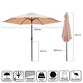 Umbrela de gradina / terasa Monty, Ø 300 cm, Ø38 mm, sistem antivant, cu inclinare si manivela, aluminiu, bej