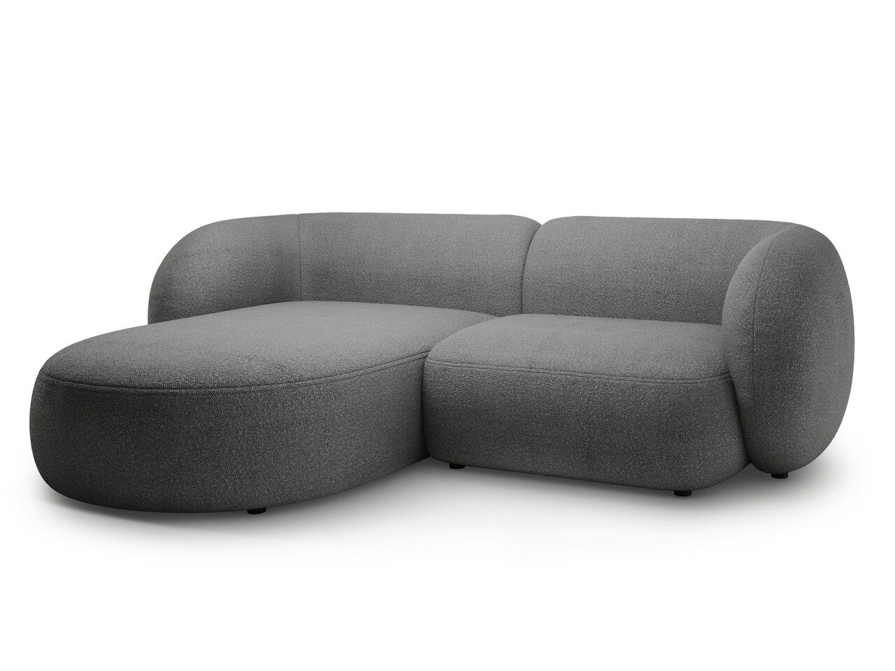 Coltar stanga 2 locuri, Kate, Micadoni, 255x176x76 cm, tesatura boucle, gri inchis - 1 | YEO