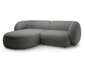 Coltar stanga 2 locuri, Kate, Micadoni, 255x176x76 cm, tesatura boucle, gri inchis