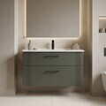 Dulap de baie cu chiuvetă, Hanah Home, Bari 100 v2, Verde Mat