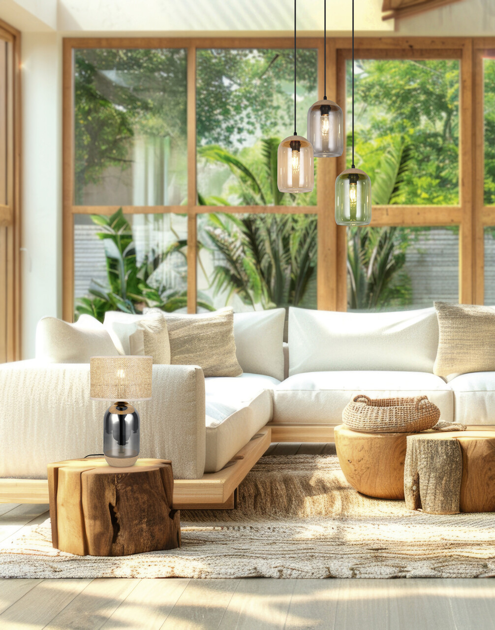 Lampa de masa Tara, TRIO, 25x43 cm, 10W, 1x E27, sticla, argintiu/bej