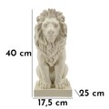Figurina /sculptura decorativa Lion Stons, Mauro Ferretti, 17.5x25x40 cm, polirasina, crem