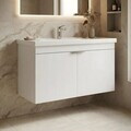 Dulap de baie cu chiuvetă, Hanah Home, Desna 90, Alb mat